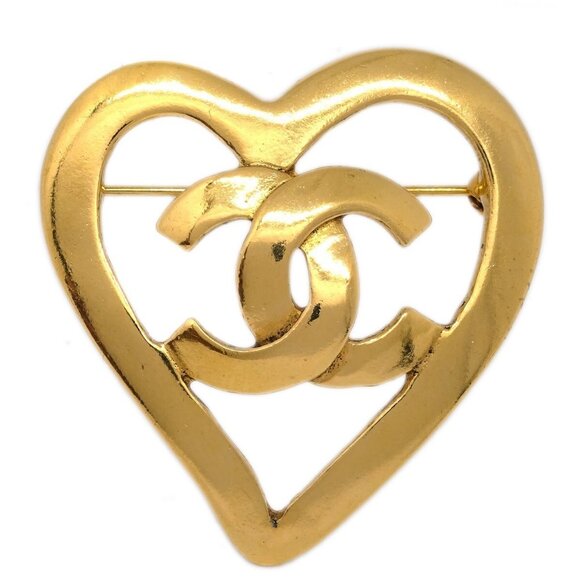 Chanel CC Heart Brooch Gold 95P 123483 - Picture 1 of 4